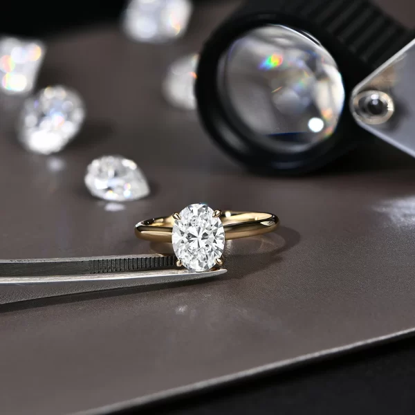 Anel feminino Moissanite Corte Oval, 10x7mm, D VVS1, Cor Sólida, Ouro Real 18K, Jóias para Noivado, Casamento, Presente, Luxo - Image 3