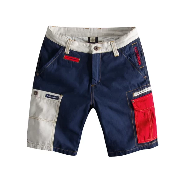 Bermuda masculina, verão, novo americano retro carga, contraste costura multi-bolso lavado, peso pesado, casual cinco pontos. - Image 5