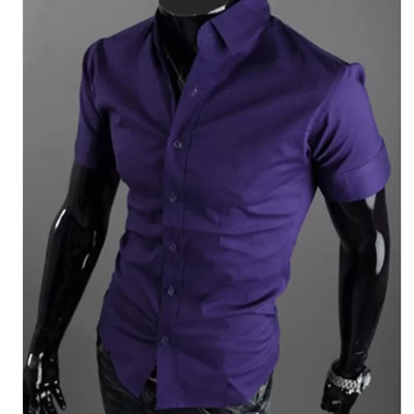 Camisa manga curta masculina, verão Slim Fit, de negócios sociais, marca de luxo,  de Linho, social. - Image 9