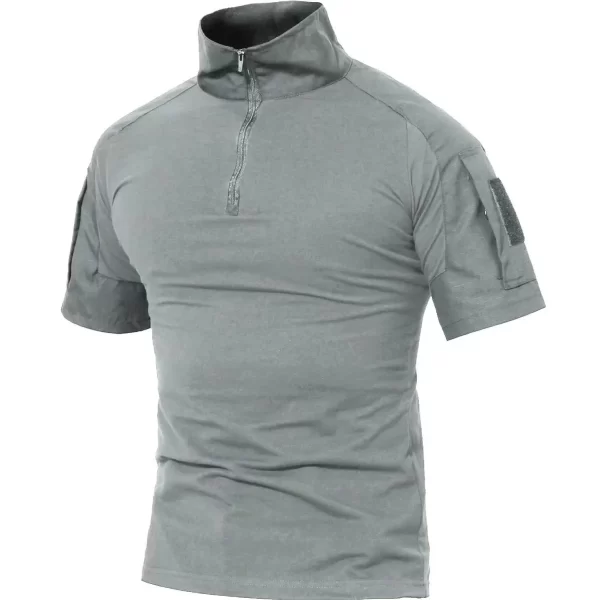 Camiseta masculina manga curta, Tacvasen, com bolsos com zíper, cor sólida, estilo safári, para caminhadas, roupas de trabalho, verão. - Image 12