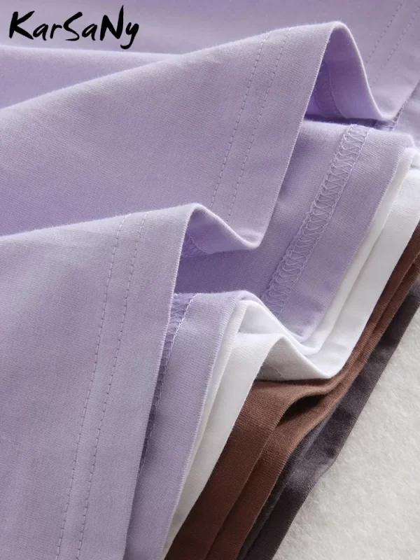 Camiseta manga curta extragrande feminina, Karsny, 100% algodão, monocromática, top, solta, cinza, branco, verão, oversize. - Image 6