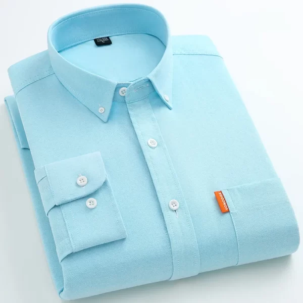 Camisa masculina, manga longa, estilo designer, 100% algodão, Oxford Business, encaixe fino, monocromático, tamanho grande M-5XL, alta qualidade, novo. - Image 5