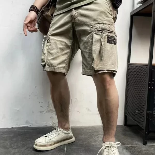 Bermuda masculina,  de bolsos, de algodão, monocromático, respirável, casual, novo, verão, moda. - Image 2