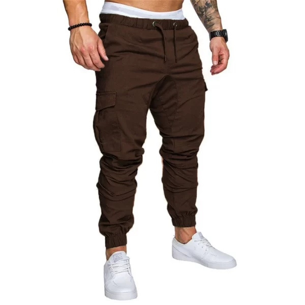 Calça masculina tecida multibolso de cor sólida, slim fit, moda casual, esportes de rua, roupa de corrida, primavera e outono - Image 16