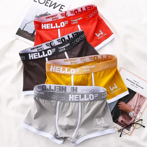 Cueca Boxer masculina, Esporte antibacteriano respirável, roupa íntima de algodão puro, cintura média, cueca de canto plana, moda confortável - Image 2