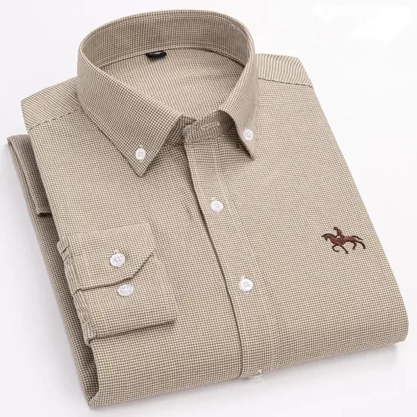 Camisa manga longa masculina,  Oxford, 100% algodão,  bordadas de cavalo, streetwear extragrande, listra xadrez, casual, lazer, Plus 6XL - Image 20