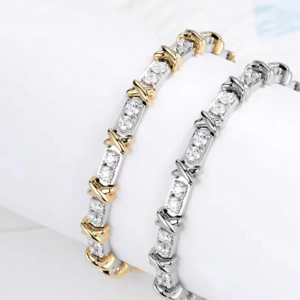 Pulseiras X transversais banhadas a ouro feminina, joias finas, diamante, prata esterlina 925, clássico, luxo, marca de moda.