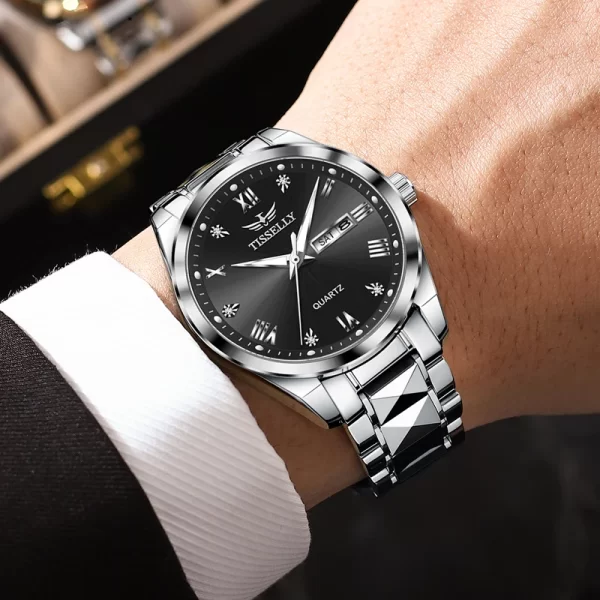 Relógio de pulso masculino, Erkek kol saati, movimento de quartzo relógio, aço inoxidável, qualidade superior, moda. - Image 6