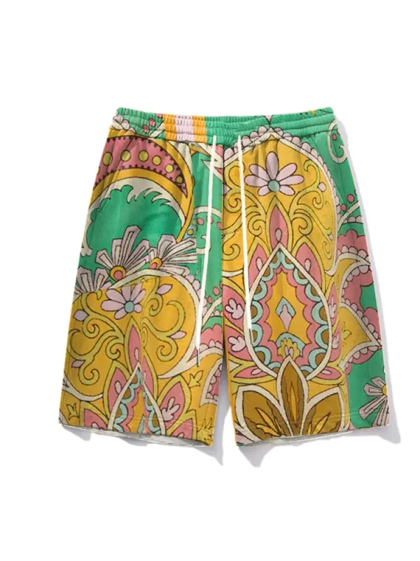 Shorts masculino tendência hip hop, Zooy-retro com lace-up, tendência hip hop, flor, pássaro, moda, tamanho grande, l-9xl - Image 5
