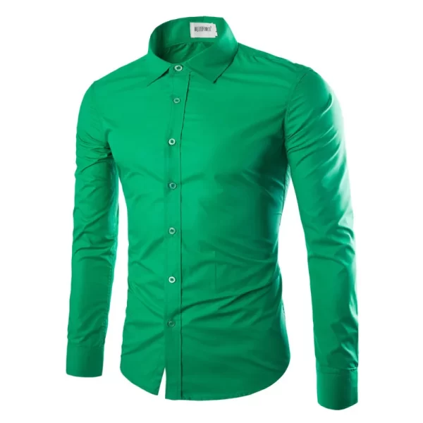 Camisa masculina manga longa, casual, justa, camisas sociais, tops monocromáticos, preto e branco, verão. - Image 7