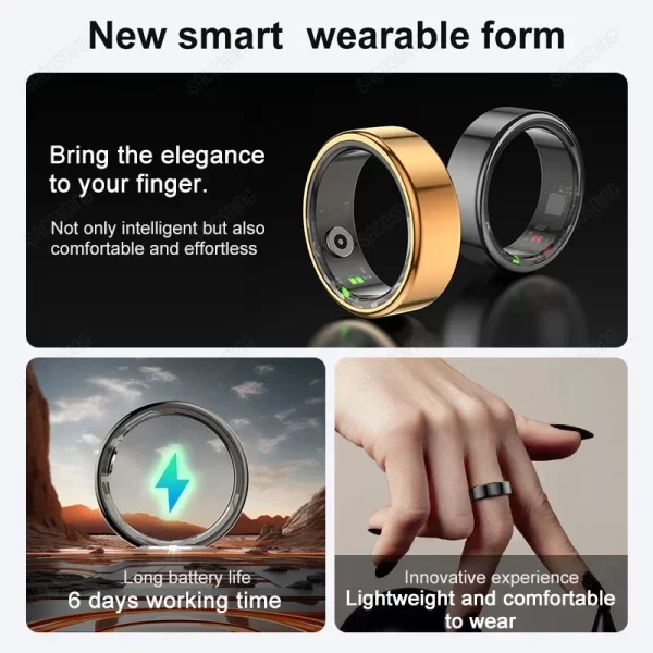 Anel unissex, Fitness Tracker (Smart Ring), Frequência Cardíaca, Sangue, Oxigênio, Sono, Monitor de Saúde, Esporte, Atividade, R02, Android, iOS. - Image 2