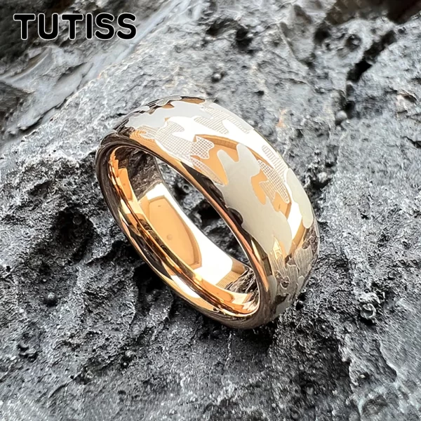 Anel unissex, TUTISS-Tungsten Wedding Band, Cool Pattern, Gravado Comfort Fit, Amazing Design, 6mm, 8mm - Image 3