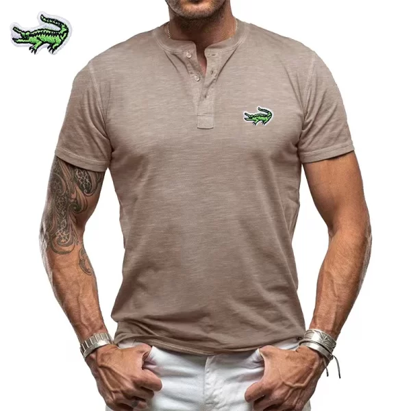 Camisetas Lacoste bordadas masculinas, de alta qualidade, polo masculino, verão, novo. - Image 9