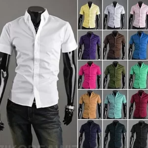Camisa manga curta masculina, verão Slim Fit, de negócios sociais, marca de luxo,  de Linho, social.