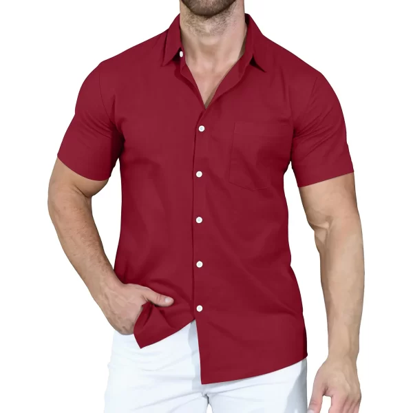 Camisa masculina manga curta, verão, Cross border, Cor Sólida, Polo, Botão, Solto. - Image 12
