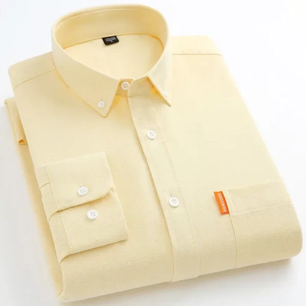 Camisa masculina, manga longa, estilo designer, 100% algodão, Oxford Business, encaixe fino, monocromático, tamanho grande M-5XL, alta qualidade, novo. - Image 14