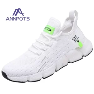 Tênis de corrida unissex branco respirável casual, leve, antiderrapante, esportes clássicos,  de malha.