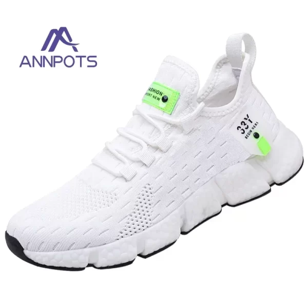 Tênis de corrida unissex branco respirável casual, leve, antiderrapante, esportes clássicos,  de malha.