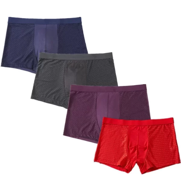 Cueca boxer masculina, 4 pçs/lote fibra de bambu, plus size xxxxl,  tamanho grande respirável roupa interior 4xl 5xl 6xl 7xl 8xl - Image 13