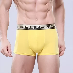 Cuecas boxer masculina, Mid cintura algodão, roupa interior sexy, monocromático, encaixe solto, confortável, respirável, ângulo plano.