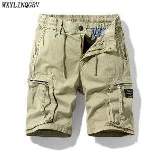 Bermuda masculina,  de bolsos, de algodão, monocromático, respirável, casual, novo, verão, moda.