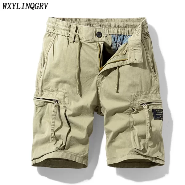 Bermuda masculina,  de bolsos, de algodão, monocromático, respirável, casual, novo, verão, moda.