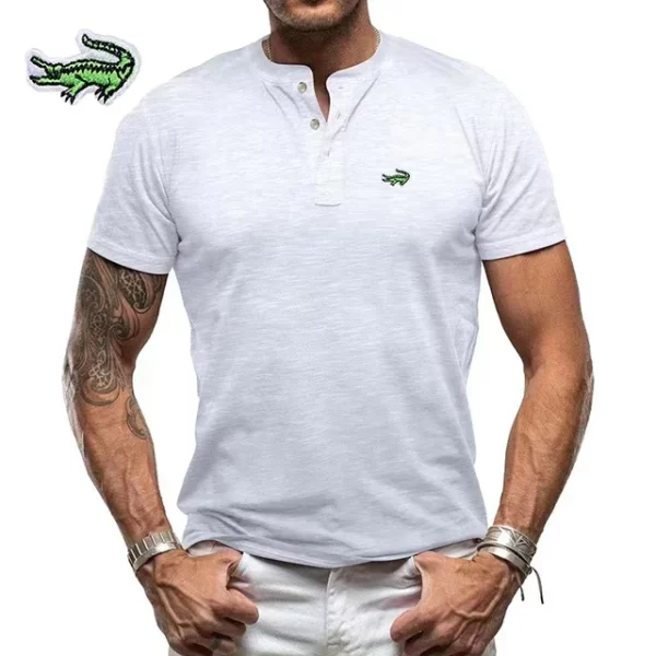 Camisetas Lacoste bordadas masculinas, de alta qualidade, polo masculino, verão, novo. - Image 7
