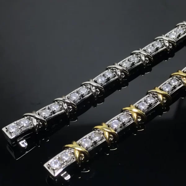 Pulseiras X transversais banhadas a ouro feminina, joias finas, diamante, prata esterlina 925, clássico, luxo, marca de moda. - Image 6