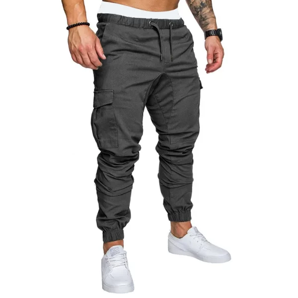 Calça masculina tecida multibolso de cor sólida, slim fit, moda casual, esportes de rua, roupa de corrida, primavera e outono - Image 14