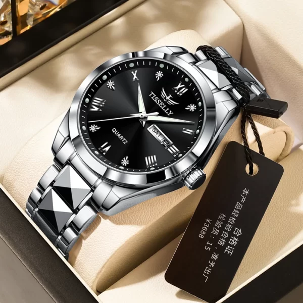 Relógio de pulso masculino, Erkek kol saati, movimento de quartzo relógio, aço inoxidável, qualidade superior, moda. - Image 4