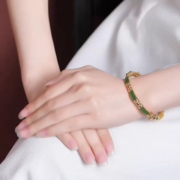 Pulseira de pedras preciosas, feminina,  Hetian Jade Jasper, Filigrana, Auspiciosa Nuvem, Ruyi Moda Openwork, Novo Estilo Chinês, Presentes Artesanais de Jóias - Image 4