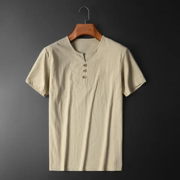 Camisa masculina manga curta,  casual, de linho de algodão solto topos,  primavera verão casual bonito, 5xl.
