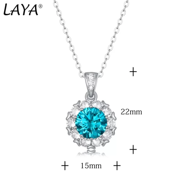 Colar em prata esterlina 925 feminino, Laya 100%, 1ct azul moissanite forma redonda design pingente, noiva, aniversário, casamento jóias. - Image 5