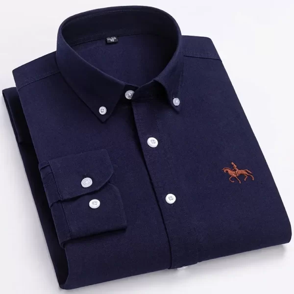Camisa manga longa masculina,  Oxford, 100% algodão,  bordadas de cavalo, streetwear extragrande, listra xadrez, casual, lazer, Plus 6XL - Image 16