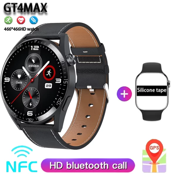 Relógio de pulso inteligente impermeável, masculino, GT4 MAX, Tela HD, Assistente de Voz, Frequência Cardíaca, Pressão Arterial, GPS, IP68, NFC, 1.5 ", Novo. - Image 8