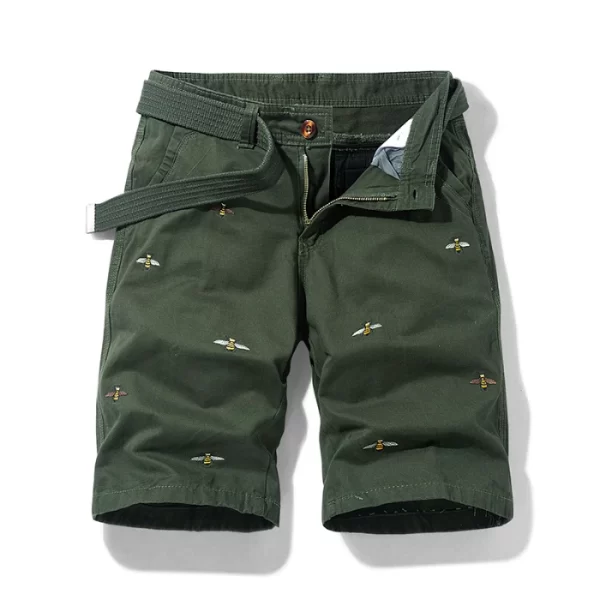 Bermuda de praia masculino bordado com mel, de rua de algodão casual soltos, moda exterior, roupas de trabalho, novo verão. - Image 9