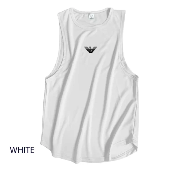 Camiseta regata masculina respirável de musculação, de ginástica, sem mangas, estampa de marca, esportes, basquete, treinamento, verão. - Image 20