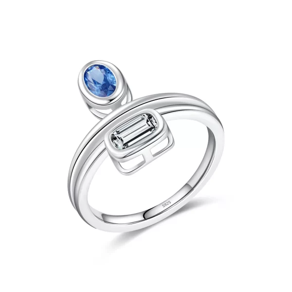 Anel geométrico feminino, 925 Sterling Silver, 100% Prata, Design Quadrado Elíptico, Jóias Da Moda, De Festa, Zircão. - Image 5