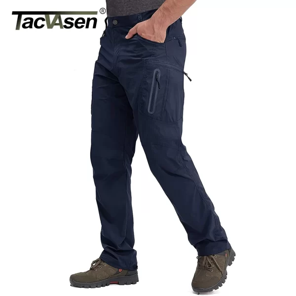 Calça leve de verão masculina, Tacvasen, de pesca tático ao ar livre caminhadas, de nylon, de carga seca rápida, de trabalho casual - Image 5