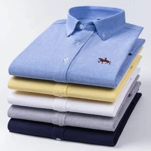 Camisa manga longa masculina,  Oxford, 100% algodão,  bordadas de cavalo, streetwear extragrande, listra xadrez, casual, lazer, Plus 6XL