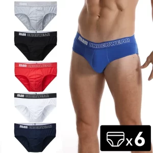 Cueca masculina, CINVIK, de algodão,  sexy, deslizantes, respiráveis, lingerie, lote com 3 pcs ou 6pcs