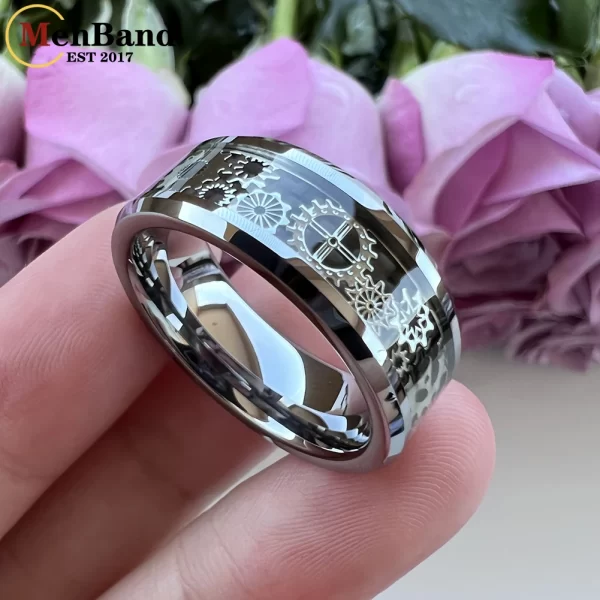 Anel De Carboneto De Tungstênio unissex, Banda De Casamento, Roda De Engrenagem Mecânica, Inlay De Fibra De Carbono, Conforto, 6mm, 8mm - Image 4