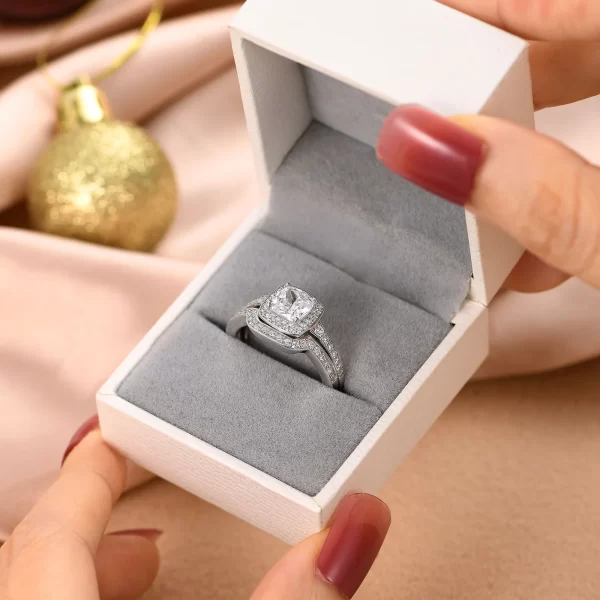 Anel de prata esterlina, S925 feminino,Newshe, Almofada, AAAAA Cubic Zircônia, De Noivado,  De Casamento, Original. - Image 5