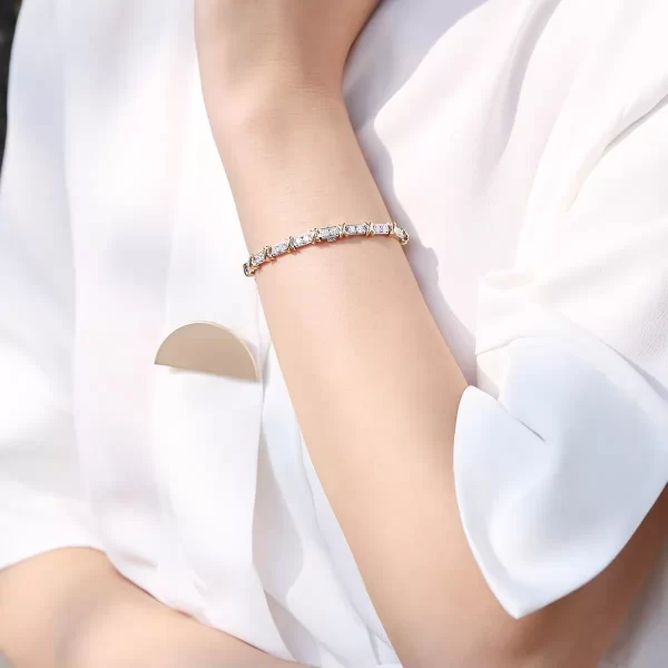 Pulseiras X transversais banhadas a ouro feminina, joias finas, diamante, prata esterlina 925, clássico, luxo, marca de moda. - Image 3