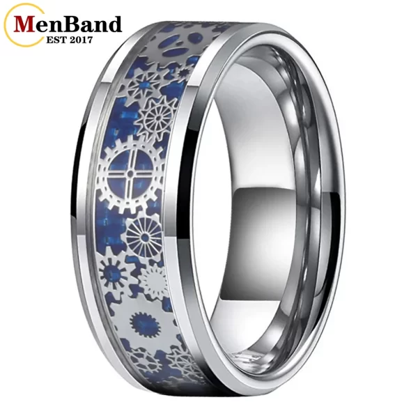 Anel De Carboneto De Tungstênio unissex, Banda De Casamento, Roda De Engrenagem Mecânica, Inlay De Fibra De Carbono, Conforto, 6mm, 8mm - Image 9