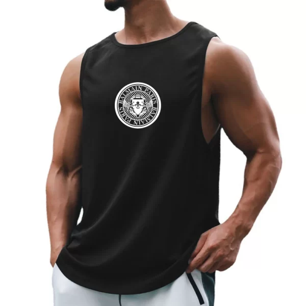 Camiseta regata masculina, sem mangas de secagem rápida com gola redonda, regata esportiva Fitness, Elástica, Respirável, Ginásio, Corrida, Treinamento, Verão. - Image 2