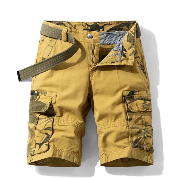 Bermuda masculina,  de camuflagem, de praia de algodão multi-bolso, corredores casuais, primavera e verão. - Image 15