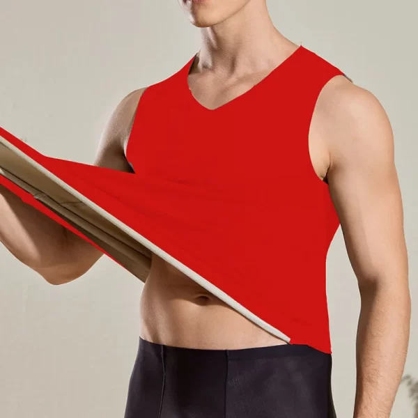 Camiseta regata masculina, casual sem costura de cashmere com decote em v, velo, quente, regata de fundo, fino, básico, monocromático, outono, inverno. - Image 2