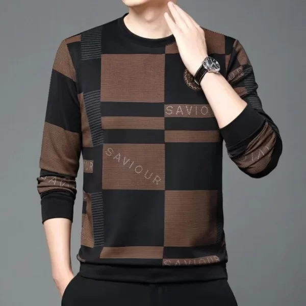 Pulôver masculino com gola redonda, manga comprida, solto, estampa de letras, moda casual, top vintage, primavera, outono, novo. - Image 5