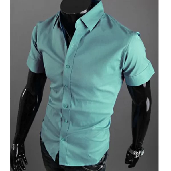 Camisa manga curta masculina, verão Slim Fit, de negócios sociais, marca de luxo,  de Linho, social. - Image 17